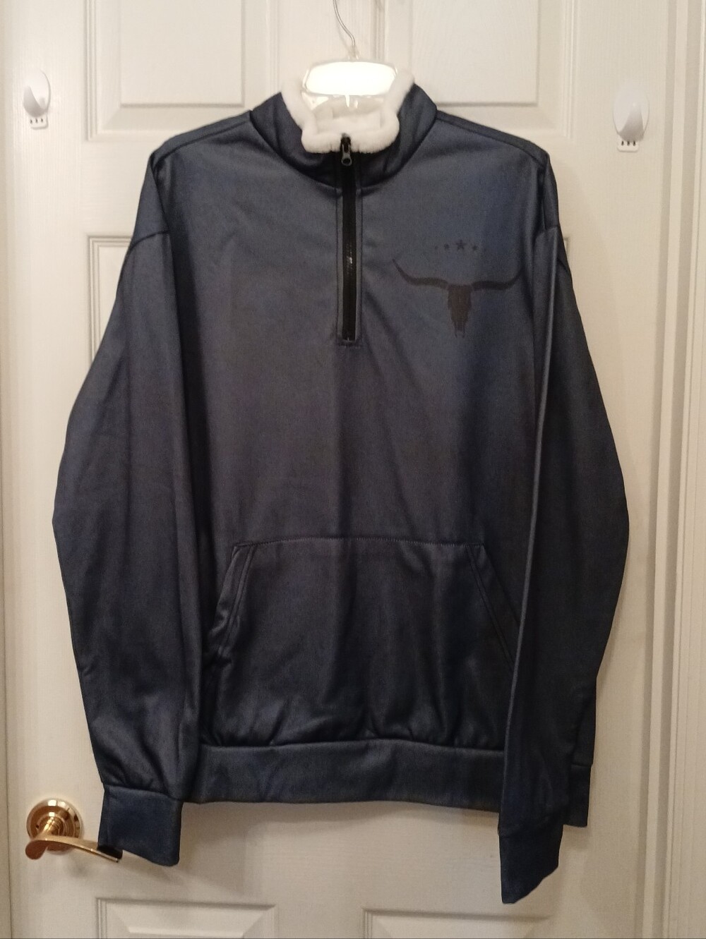 Men's XL Navy Blue Texas Longhorn Graphic Sweatshirt Western Rustic 1/4 Zip